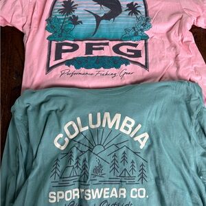 2 Columbia SS Tees - Pink‎ and Teal XL